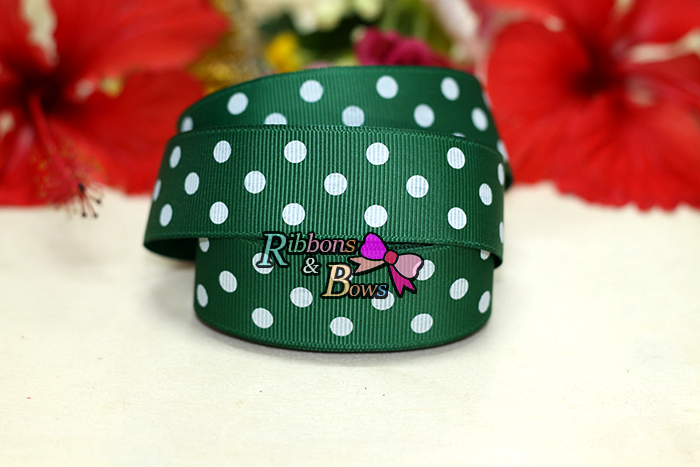 ริบบิ้นผ้าพิมพ์ลายจุด กว้าง 25 mm #PD031