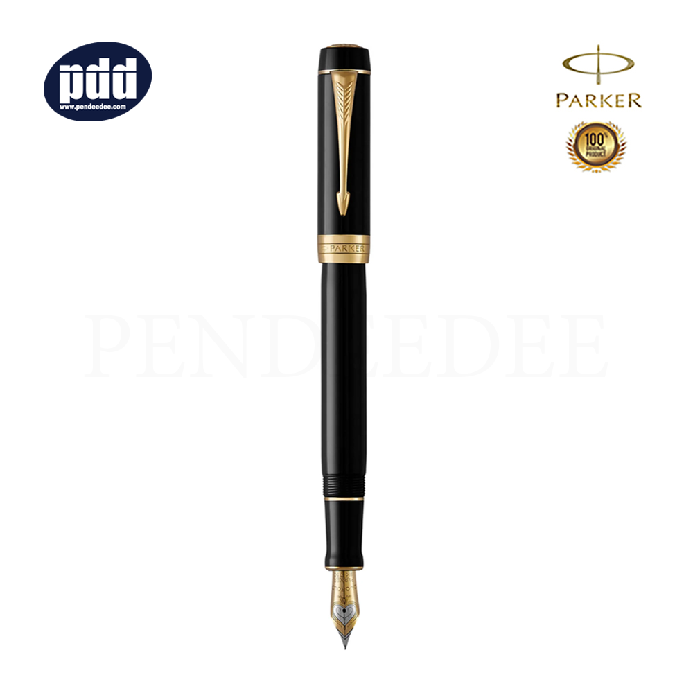 PARKER Duofold Black GT Fountain Pen ปากกาหมึกซึม ป๊ากเกอร์ ดูโอโฟลด์ สีดำ คลิปทอง