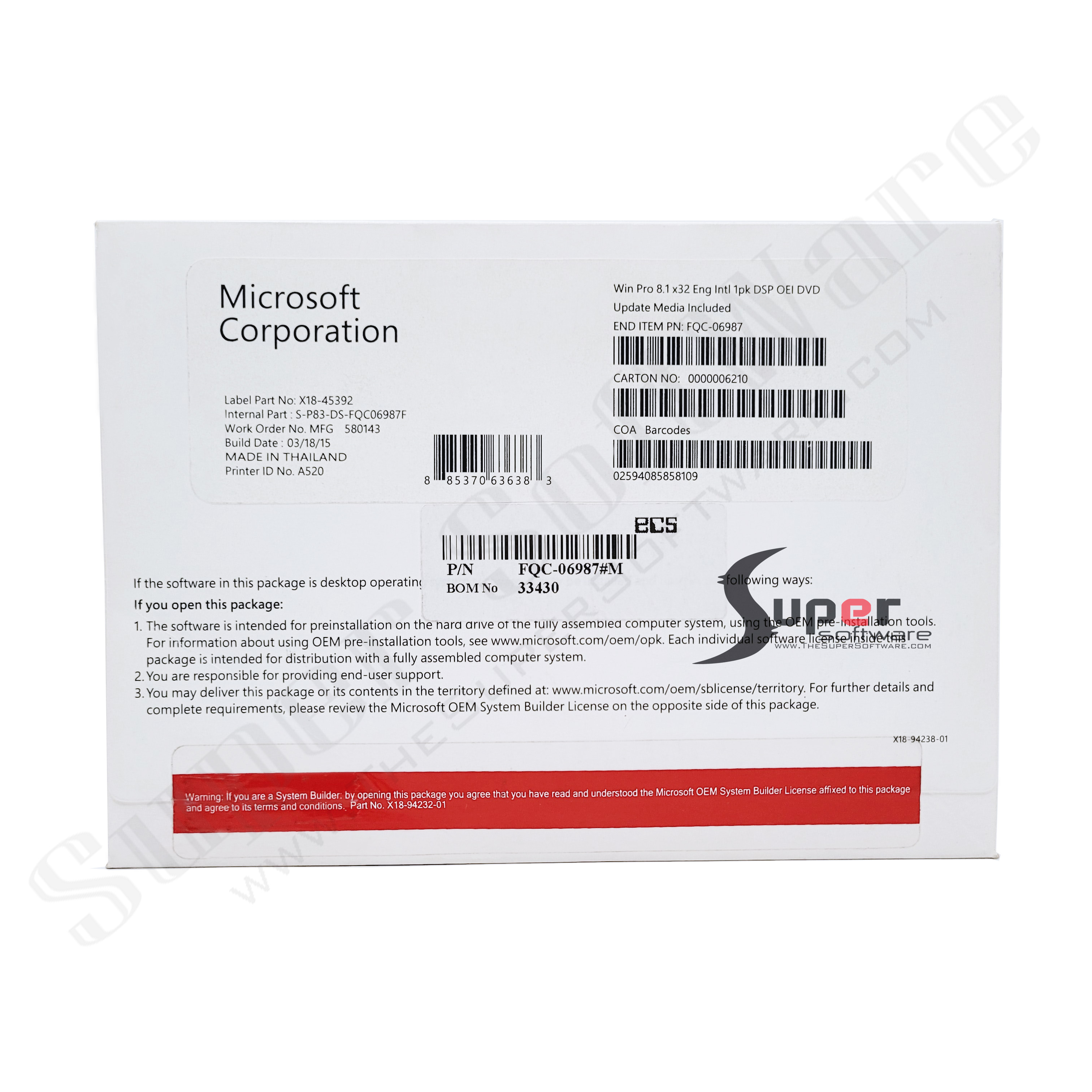 Windows 8.1 Pro 32 Bit (OEM) FQC-06987