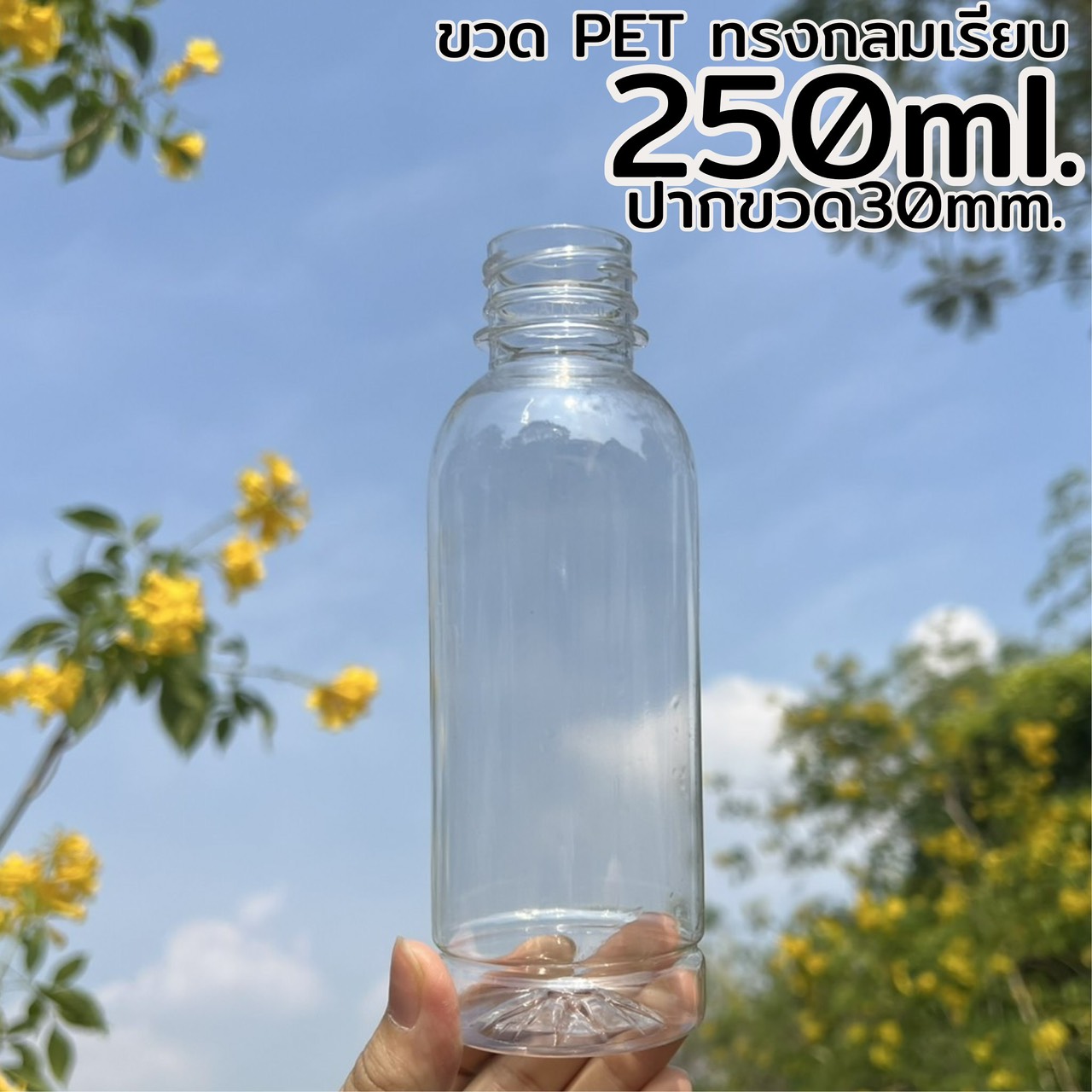ขวดกลมเรียบ 250 ml. ปาก 30