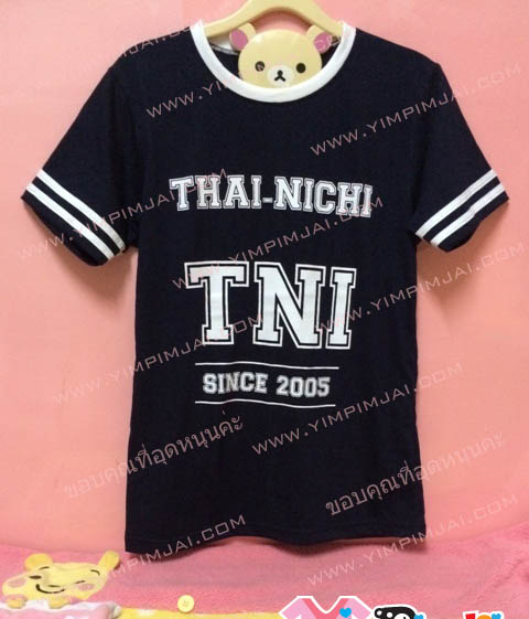 เสื้อยืด สีดำ แขนสั้น สกรีนตามสั่ง THAI-NICHI TNI SINCE 2005