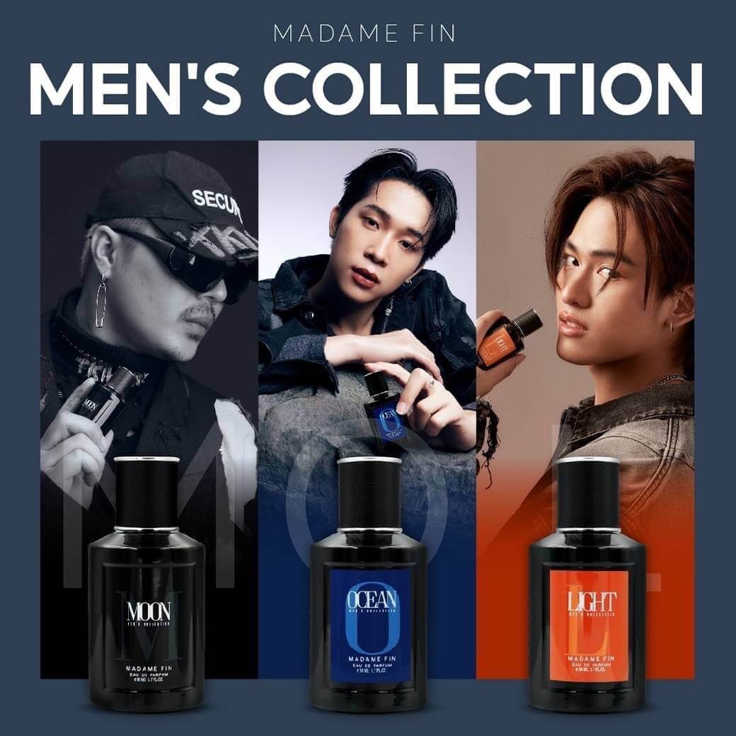 <!-- ภาพแต่ละกลิ่น --> <img src="https://yourwebsite.com/images/madame-fin-men-cologne-moon.jpg" alt="น้ำหอมชาย มาดามฟิน Madame Fin กลิ่น Moon หล่อเท่ มีเสน่ห์ ขวดสีดำ">