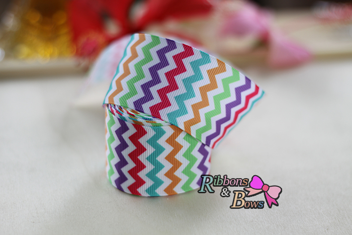 ริบบิ้นผ้าพิมพ์ลายซิกแซก ,วินเทจ กว้าง 38 mm #ZZ1