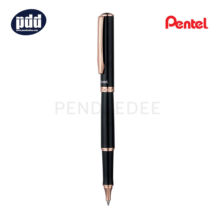 PENTEL ปากกาหมึกเจล เพนเทล สเตอร์ลิ่ง PENTEL Sterling 611 0.7 mm. Black Pinkgold Trim Gel Pen