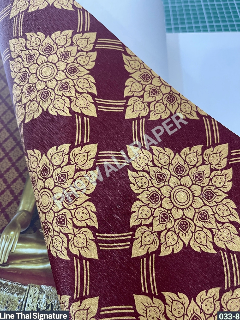 วอลเปเปอร์ลายไทย ประจำยาม แดง-ทอง 033-8