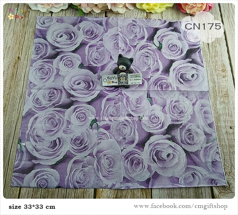 กระดาษแนปกิ้น, ลายดอกกุหลาบสีม่วงอ่อน, ลายดอกกุหลาบ, ลายดอกไม้, ลายดอกไม้โทนสีม่วง, ลายเต็มผืน