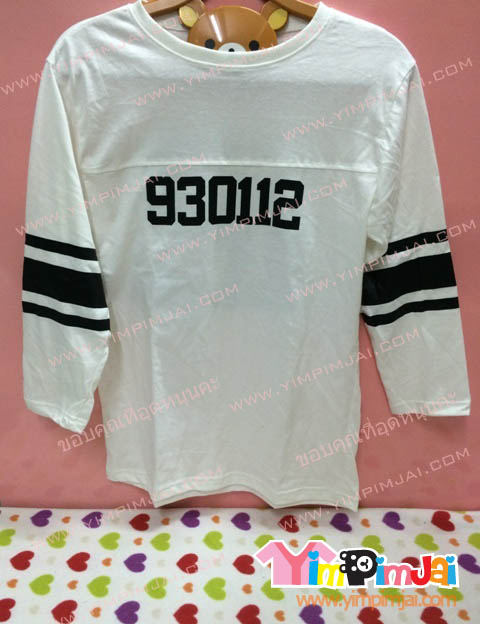 เสื้อยืด สีขาว แขนยาว สกรีนตามสั่ง 930112 12