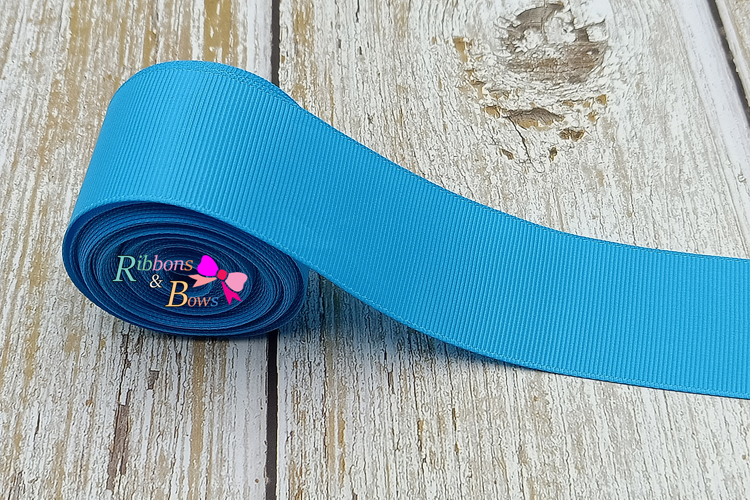 ริบบิ้นผ้าลูกฟูก สีฟ้า (340 turquoise)#PC16