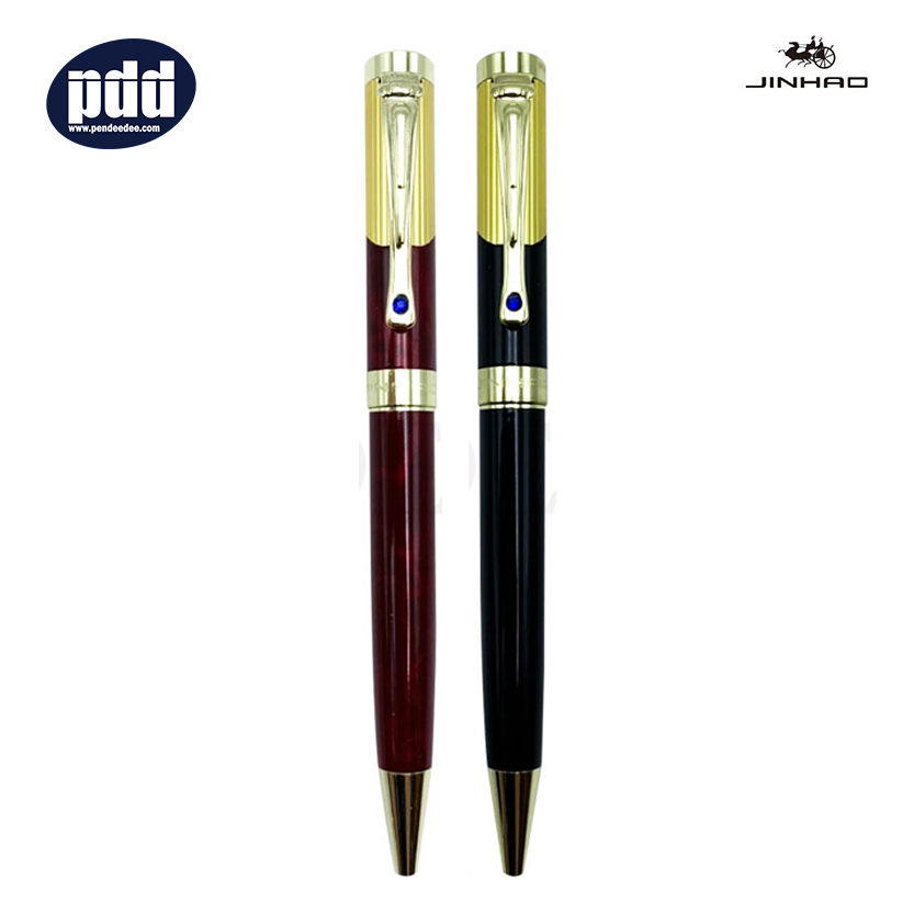 JINHAO ปากกาลูกลื่น จินห่าว 9009 JINHAO 9009 Stainless Steel Red GT Ballpoint Pen