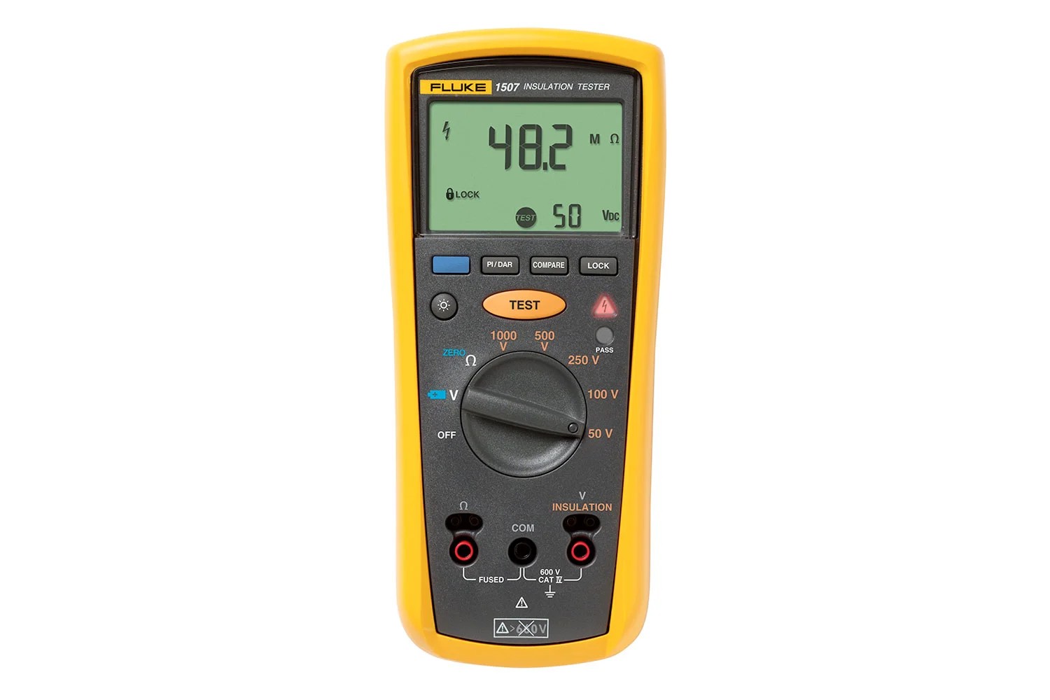 Fluke 1507 Insulation Resistance Tester 50V Min, 1000V Max, 10GΩ Max, CAT III 600V