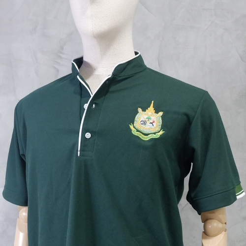 เสื้อโปโล สีเขียวหัวเป็ด-คอจีน /(ตรากระทรวงฯ)
