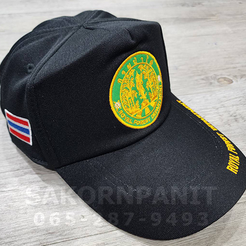 หมวกดำ RFD (ปักปีก) พร้อมปักธงชาติ 2จุด (ผ้ามองตากู).
