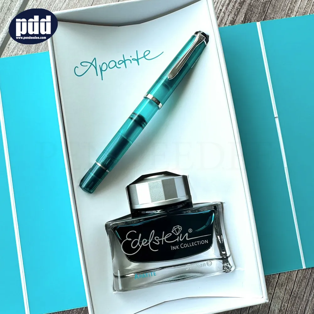 PELIKAN ปากกาหมึกซึม พีลีแกน เอ็ม205 PELIKAN M205 BOX SET APATITE + INK B Nib Fountain Pen