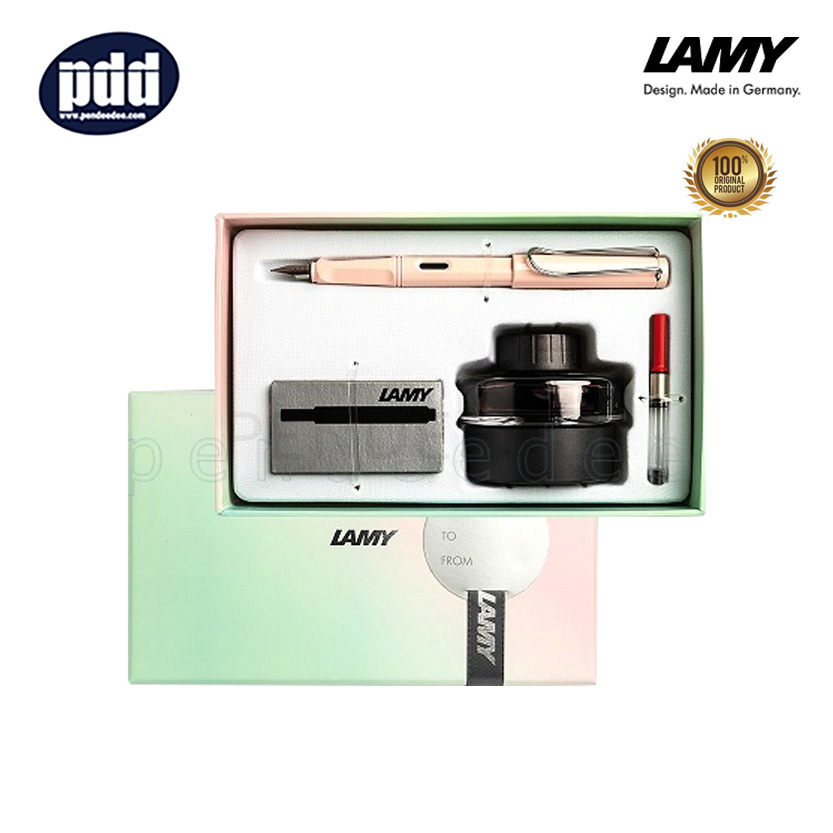 LAMY เซ็ทปากกาหมึกซึม ซาฟารี พาสเทล ชมพู พิ้งค์ โรส สเปเชียล อิดิชั่น 2019 - LAMY Gift Set safari Fountain Pen - Pastel Pink Rose Special Edition 2019