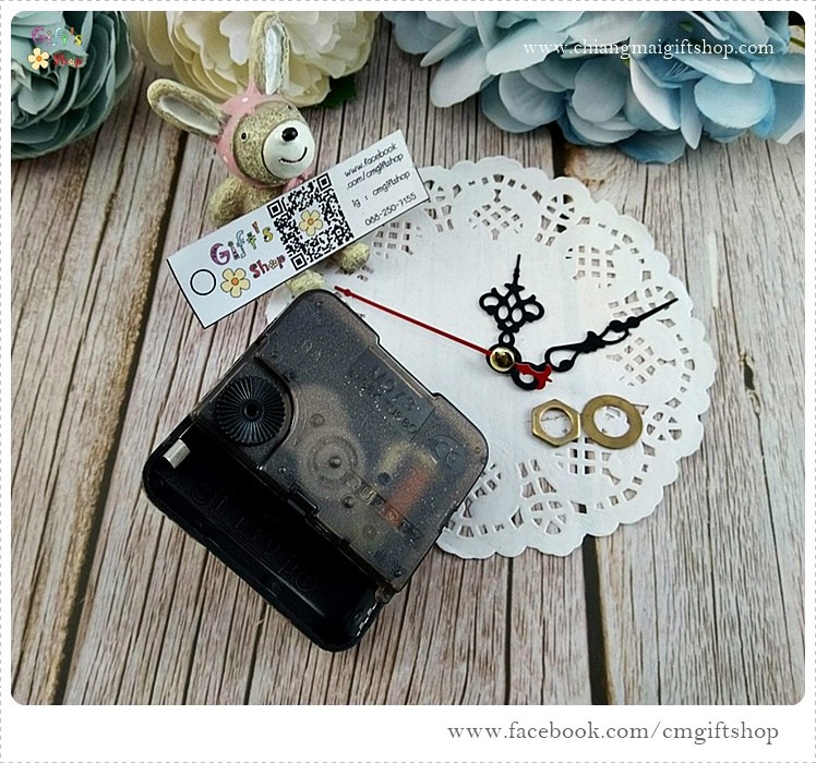 ชุดเครื่องนาฬิกา QUARTZ สำหรับงาน DIY พร้อมเข็มนาฬิกา แบบที่ 5 (โรมัน สั้น 6 รู)