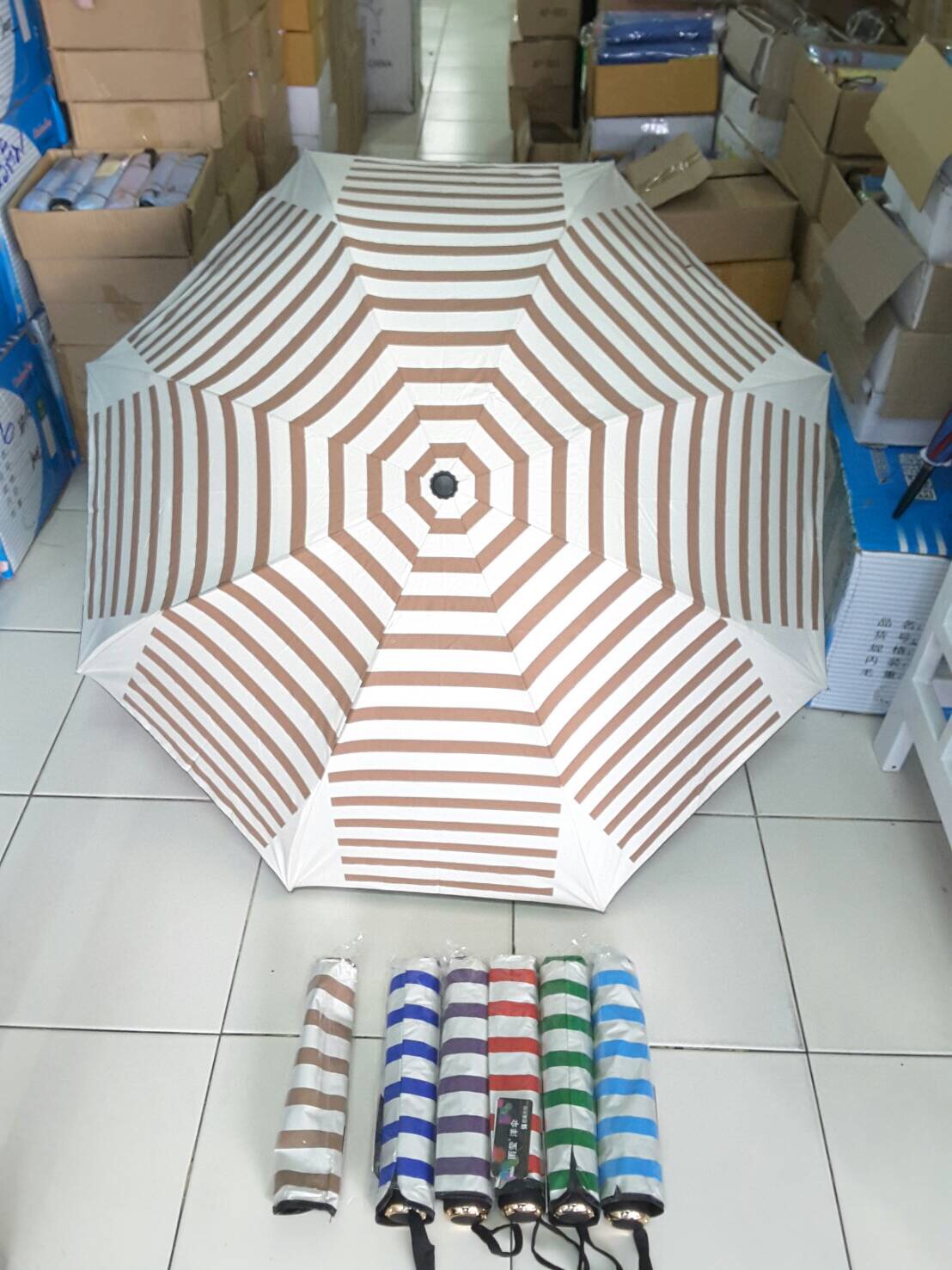 ร่มพับ3ตอนยูวีดำ21นิ้รหัส610