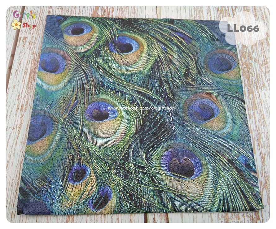 กระดาษแนปกิ้น ลายขนนกยูง ลายขนหางนกยูง ลายหางนกยูง ลายนกยูง Peacock feathers