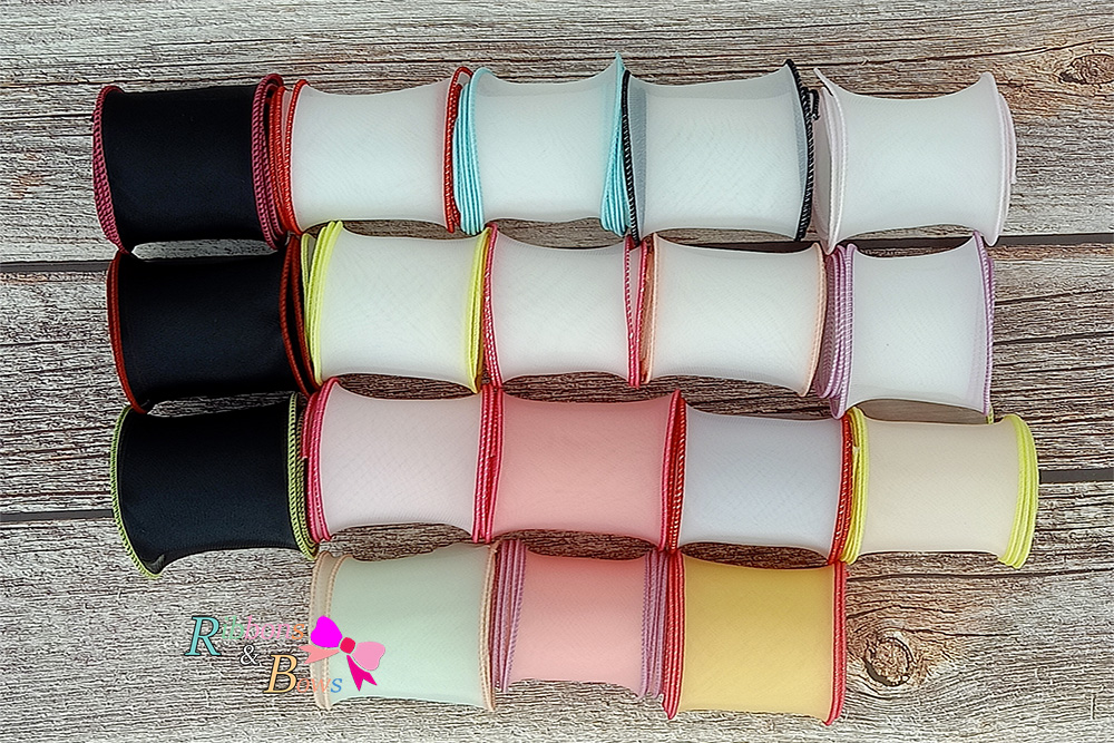 ริบบิ้นออแกนดี้ ขอบสีหวาน ขอบเอ็น ขนาด 5.5 ซม. สไตล์เกาหลี