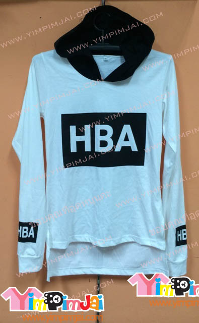 เสื้อฮู้ด เสื้อรุ่น สีขาว หมวกดำ สกรีนตามสั่ง HBA Sorry We 're DEAD