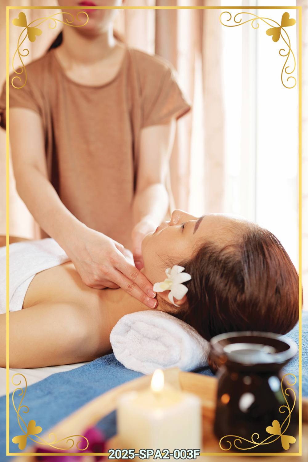 สติ๊กเกอร์ภาพคนนวด พร้อมลายกรอบในตัว (ภาพแนวตั้ง) ST-2025-SPA2F(80x120cm)