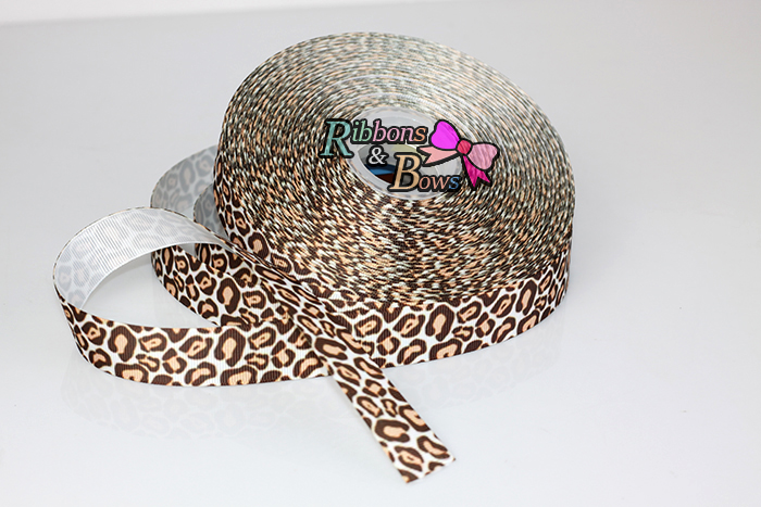 ริบบิ้นผ้าพิมพ์ลาย เสือ กว้าง 22 mm #AN24