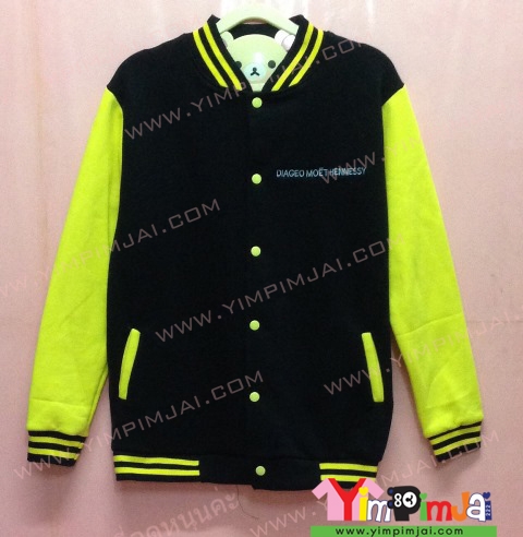 เสื้อกันหนาว เบสบอล สีดำ แขนยาวเหลือง ลายตามสั่ง เสื้อห้อง เสื้อรุ่น johnnie Walker