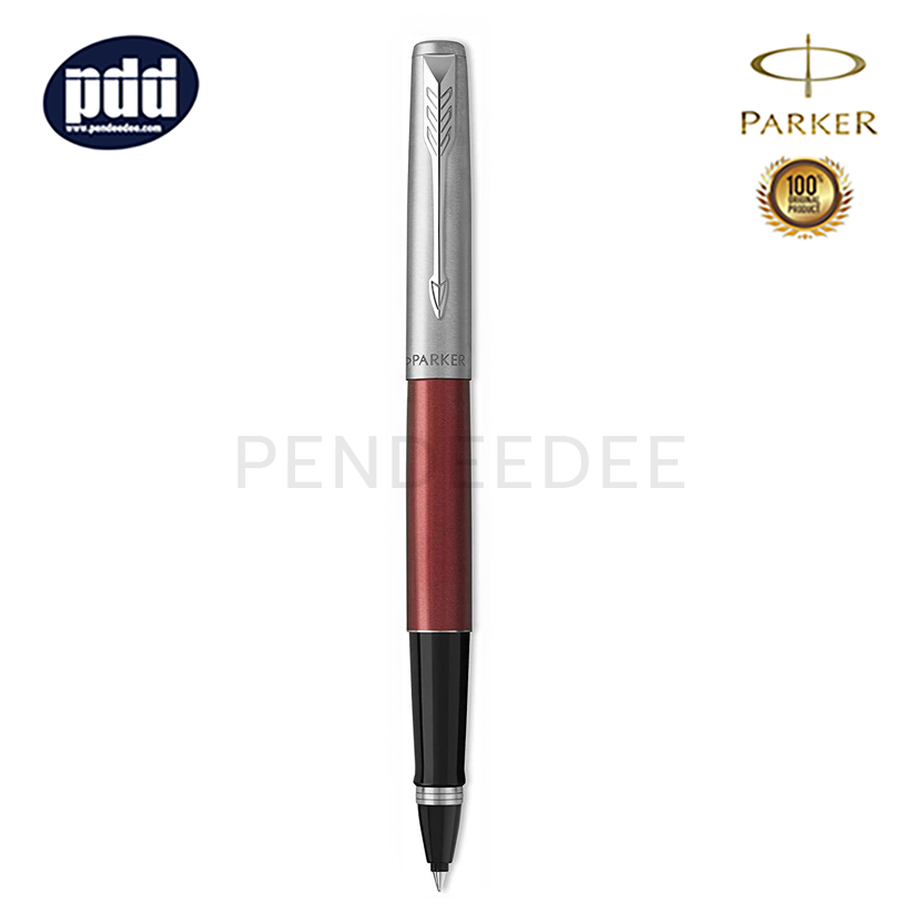 ปากกาสลักชื่อ PARKER ปากกาโรลเลอร์บอล ป๊ากเกอร์ จ๊อตเตอร์ สแตนเลส สีแดง เคนซิงตัน คลิปเงิน PARKER Jotter Stainless Steel Kensington Red CT Rollerball Pen