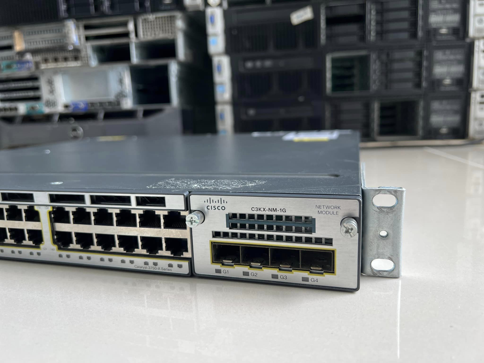 cisco 3750x 24t-s layer 3 gigabits sfp 4 port power x2 สวิทมือสองพร้อมใช้งาน