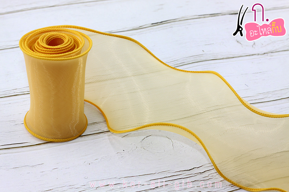 ริบบิ้นผ้าเย็บขอบ ผ้า organdy ขนาด 7 ซม. (ขายเป็นหลา)