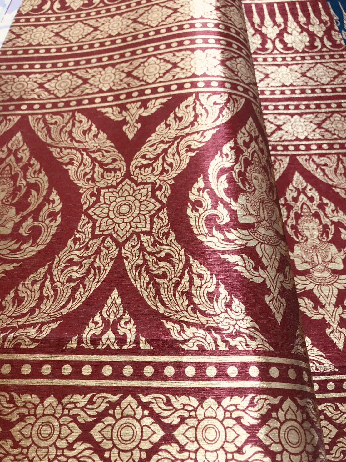 วอลเปเปอร์ลายไทย เทพพนม (ขอบบนล่าง) แดง-ทอง 47-122-08