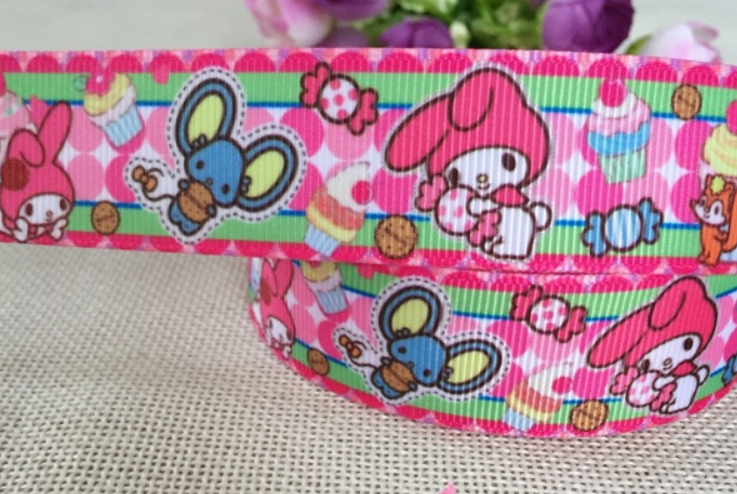 ริบบิ้นผ้าพิมพ์ลาย My Melody กว้าง 25mm #CT9
