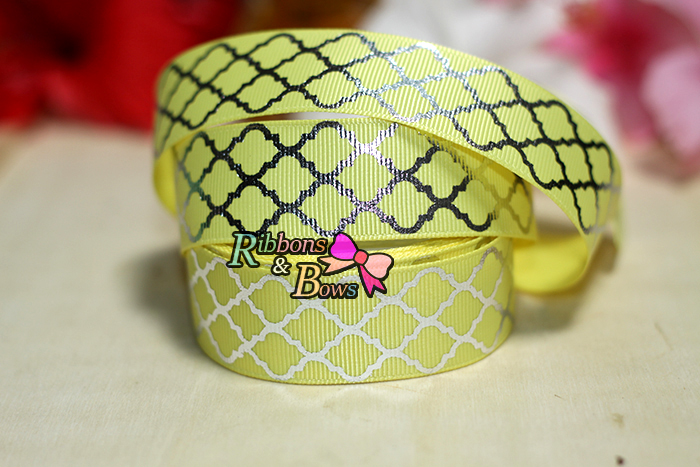 ริบบิ้นผ้าพิมพ์ลายประกายเงิน ประกายทอง กว้าง 25 mm #BB40