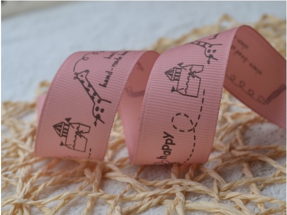 ริบบิ้นผ้าพิมพ์ลายการ์ตูนสัตว์น่ารัก 6 สี กว้าง 25 mm #AN26