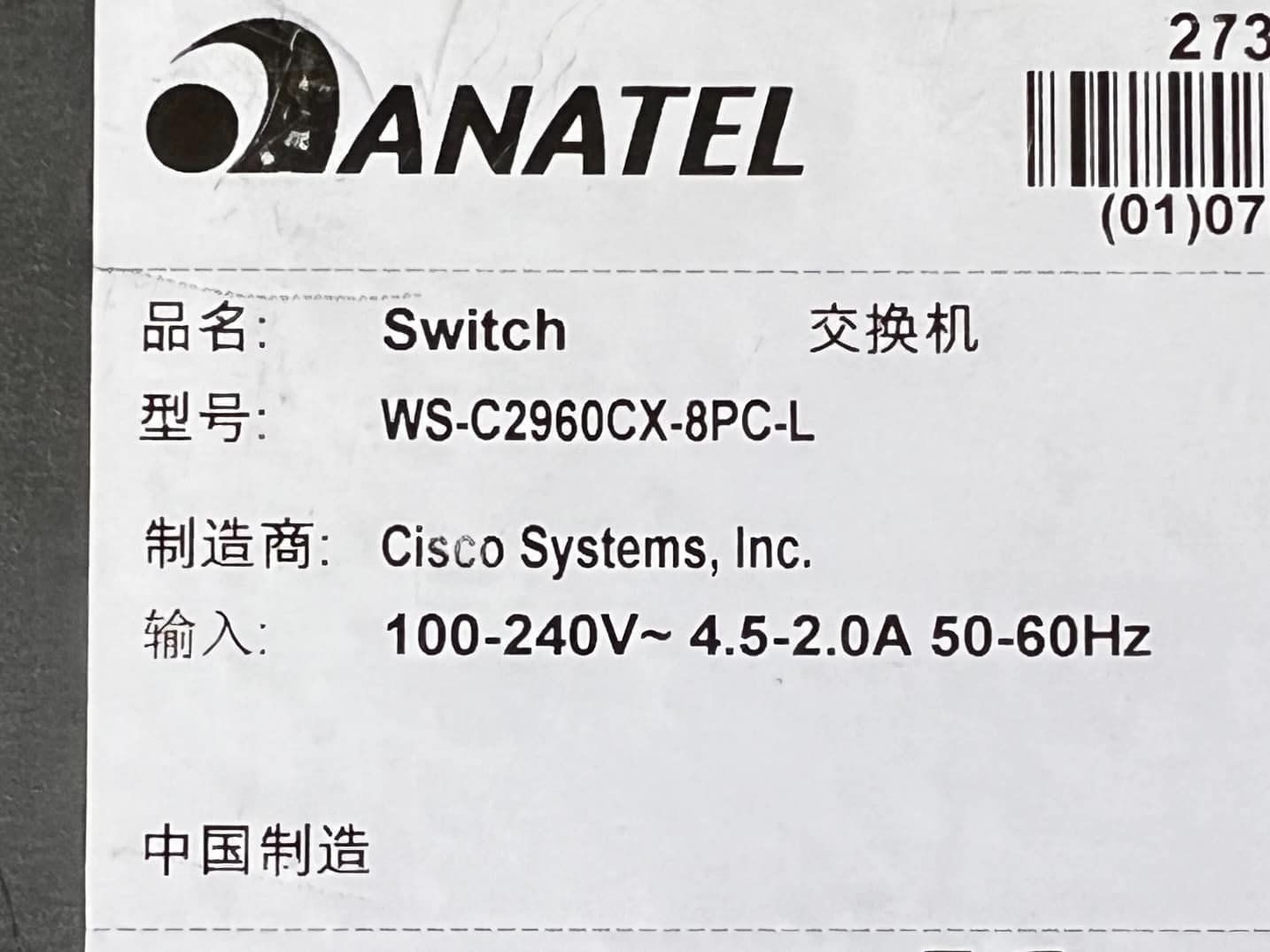 cisco 2960cx gigabit 8 port PoE WS C2960CX 8PC L สวิทซิสโก้มือสองพร้อมใช้งาน