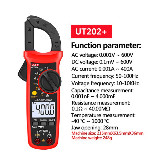 UNI-T UT202A+ Digital Clamp Meter