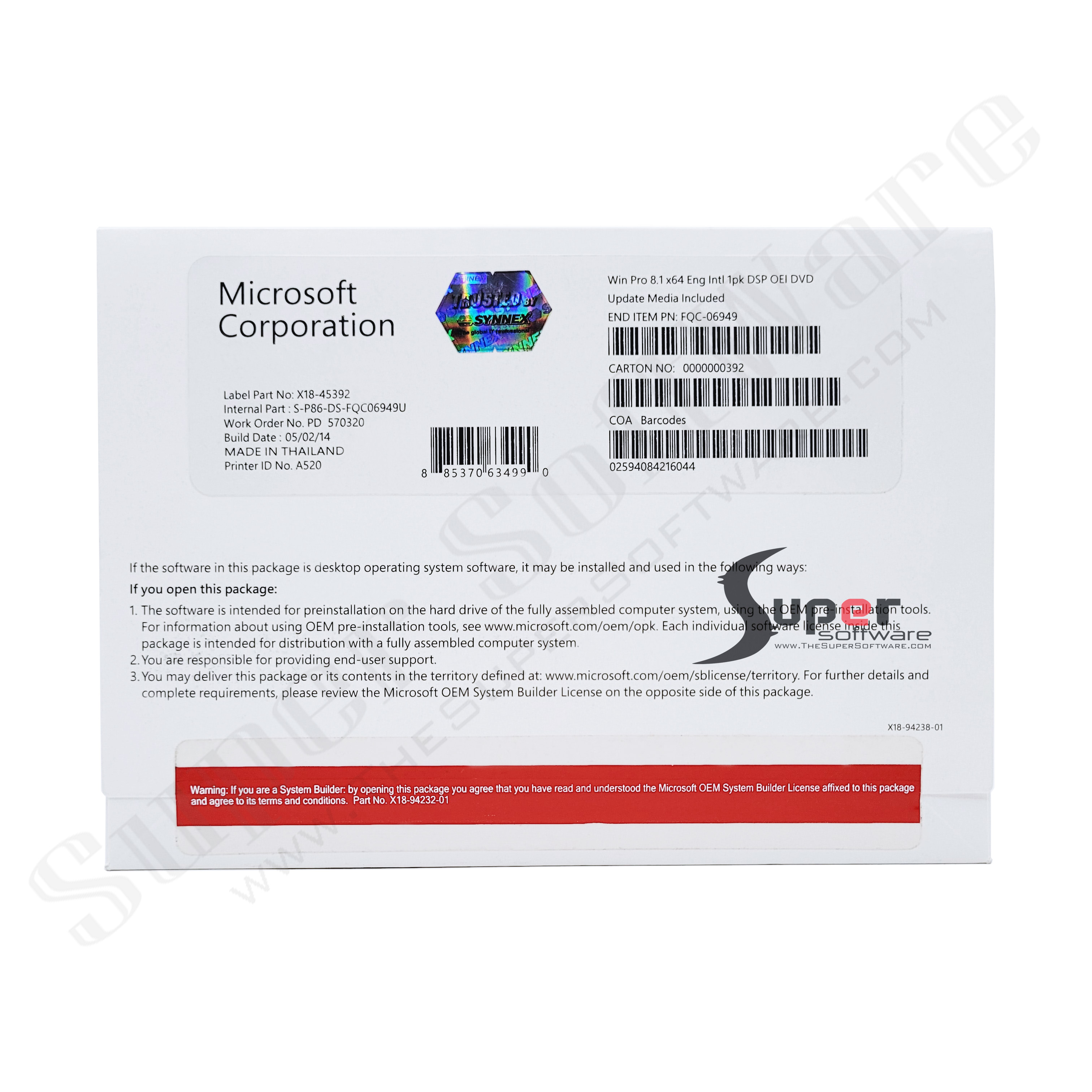Windows 8.1 Pro 64 Bit (OEM) FQC-06949