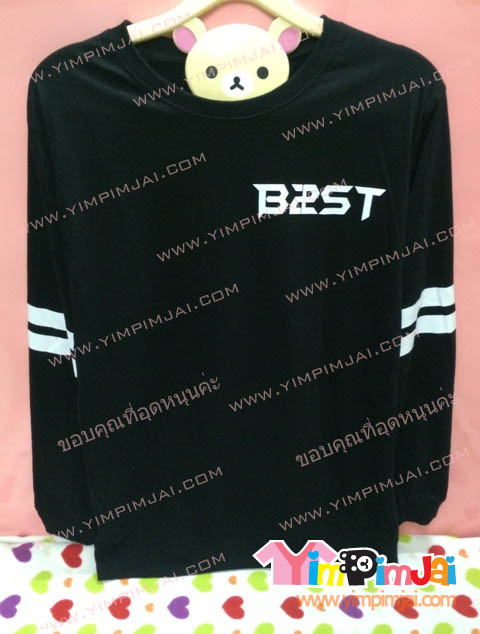 เสื้อยืด สีดำ แขนยาว สกรีนตามสั่ง B2ST