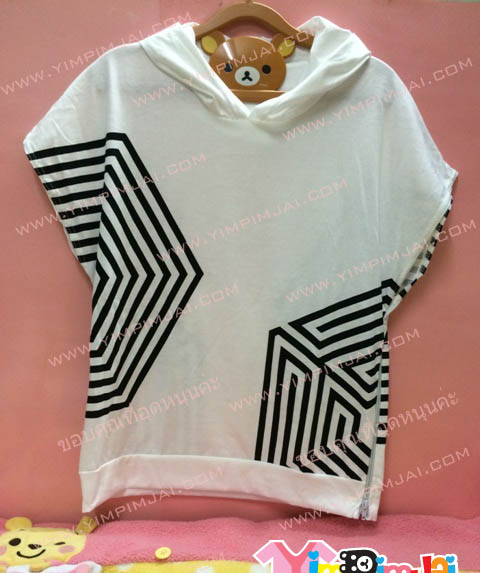 เสื้อฮู้ด เสื้อรุ่น สีขาว แขนสั้น สกรีนตามสั่ง วง EXO