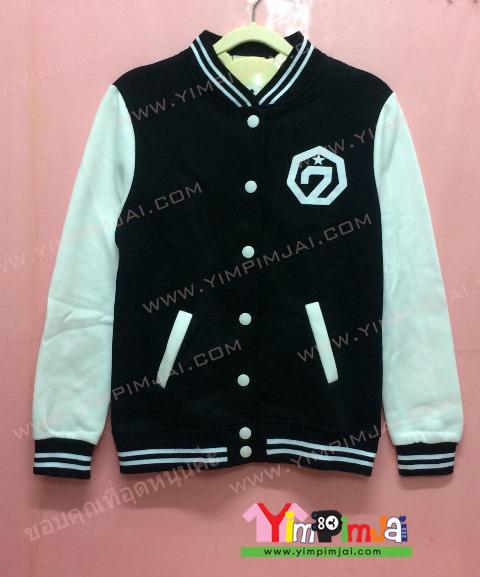 เสื้อกันหนาว เบสบอล สีดำ แขนยาวขาว ลายตามสั่ง เสื้อห้อง เสื้อรุ่น GOT7 YOUNGJAE 96