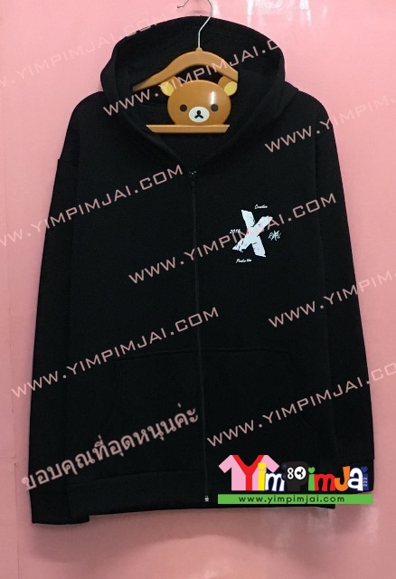 เสื้อฮู้ด เสื้อกันหนาว เสื้อรุ่น สีดำ แขนยาว หมวก ซิป มีกระเป๋า สกรีนตามสั่ง X Real Creative Boutique