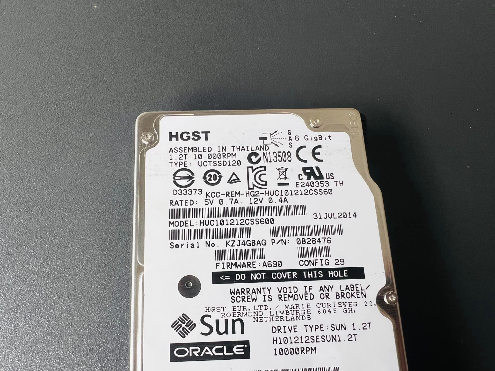 hdd sas 1.2tb 10k 6gbps HGST ฮาร์ดดิสเซิฟเวอร์มือสองพร้อมใช้งาน