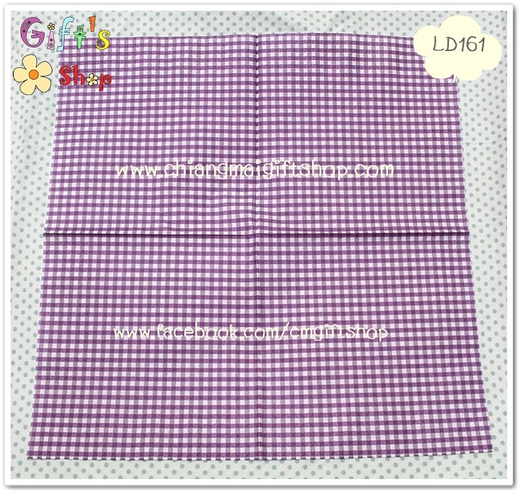 กระดาษแนปกิ้น ลายสก็อตสีขาว ม่วง ลายตารางเล็กละเอียด