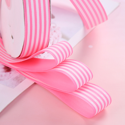 ริบบิ้นผ้าพิมพ์ลายเส้นสีสดใส กว้าง 25 mm #BB70