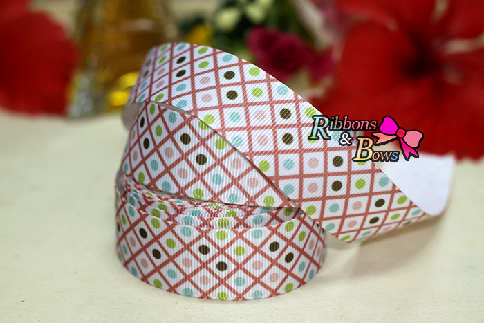ริบบิ้นผ้าพิมพ์ลายน่ารักสดใส 25 mm #BB38
