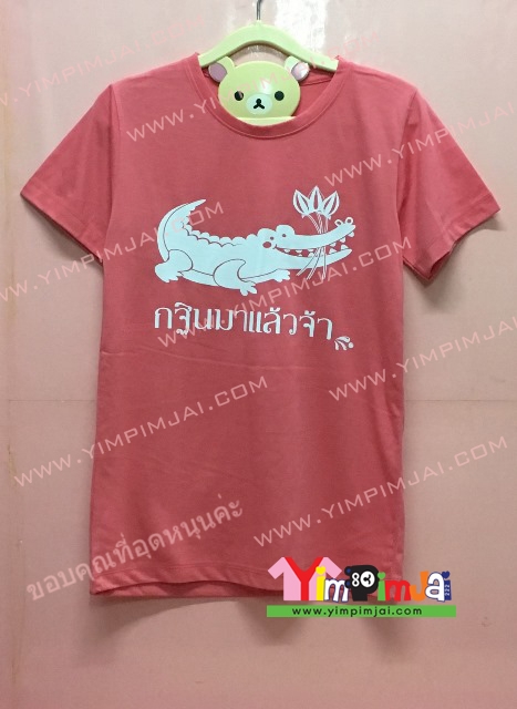 เสื้อยืด สีชมพู แขนสั้น สกรีนตามสั่ง กฐินมาแล้วจ้า