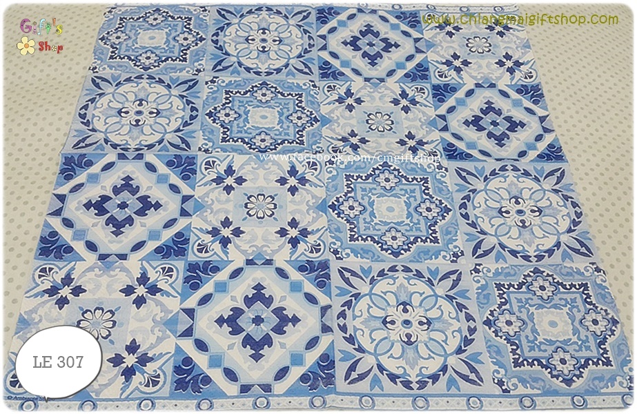 กระดาษแนปกิ้น ลายกระเบื้องโบราณ วินเทจ ลายสีฟ้าหลายแบบ Tiles Blue