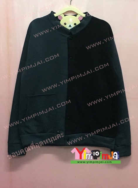 เสื้อกันหนาว เสื้อรุ่น สีดำข้างดำเข้มข้าง แขนยาว ไร้ซิป มีกระเป๋า สกรีนตามสั่ง เสื้อเปล่า
