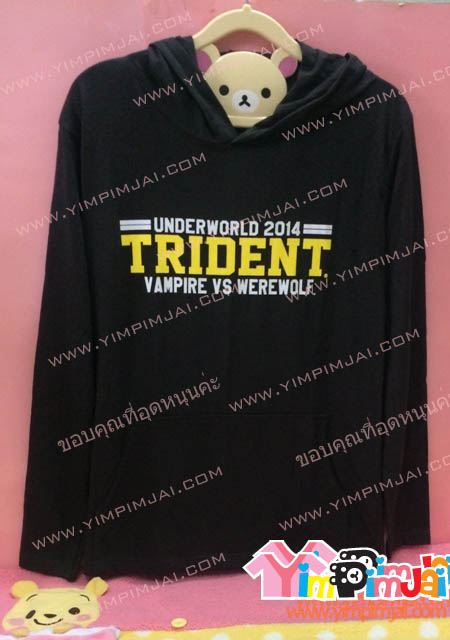 เสื้อฮู้ด เสื้อรุ่น สีดำ สกรีนตามสั่ง Underworld 2014 TRIDENT Vampire vs Werewolf