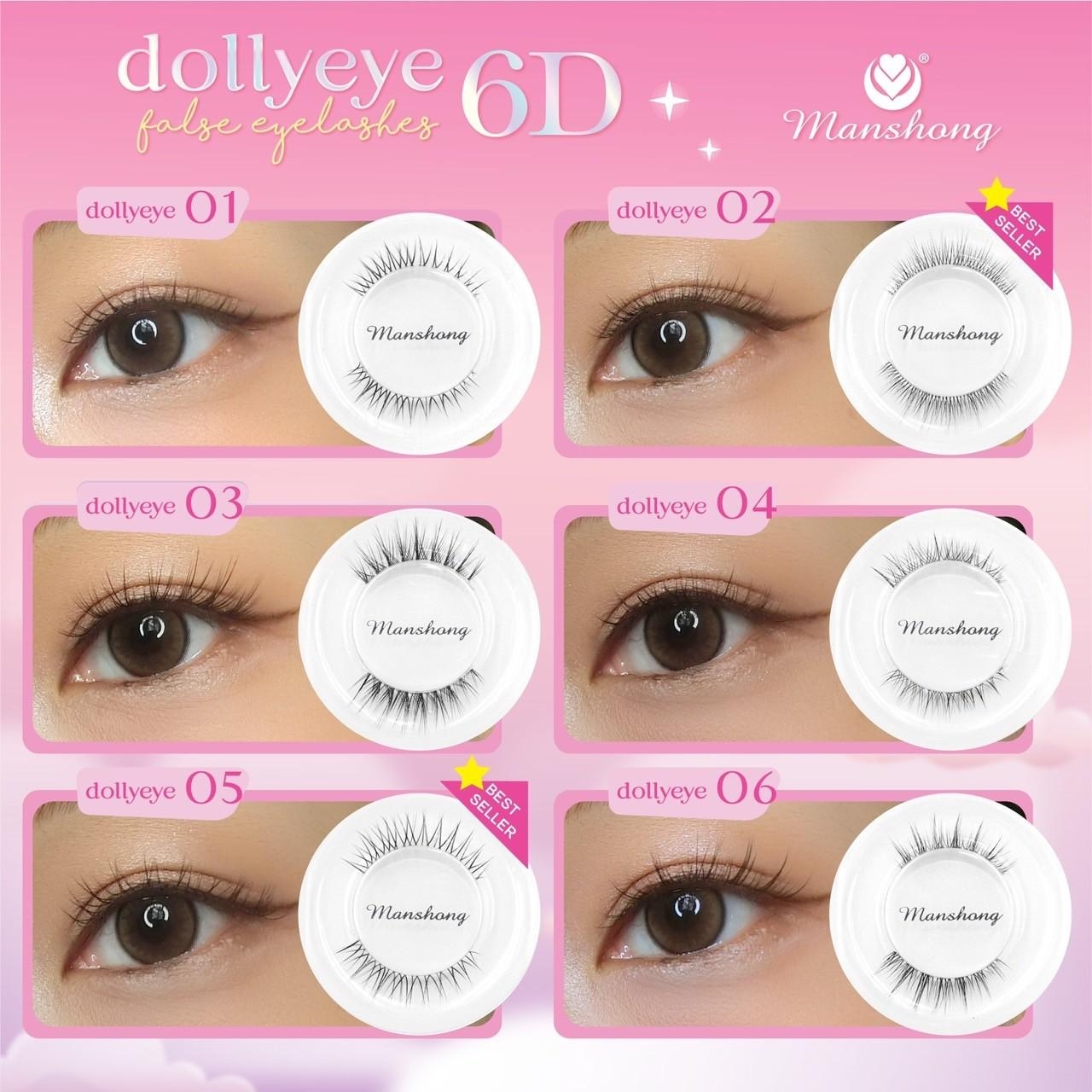 ขนตาปลอม Manshong Dolly Eye 6D แกนใส ติดเนียน เป็นธรรมชาติ