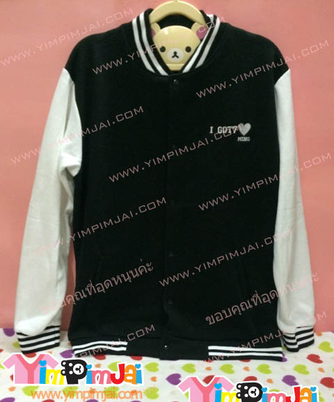 เสื้อกันหนาว เบสบอล สีดำ ลายตามสั่ง เช่น BAMBAM GOT7